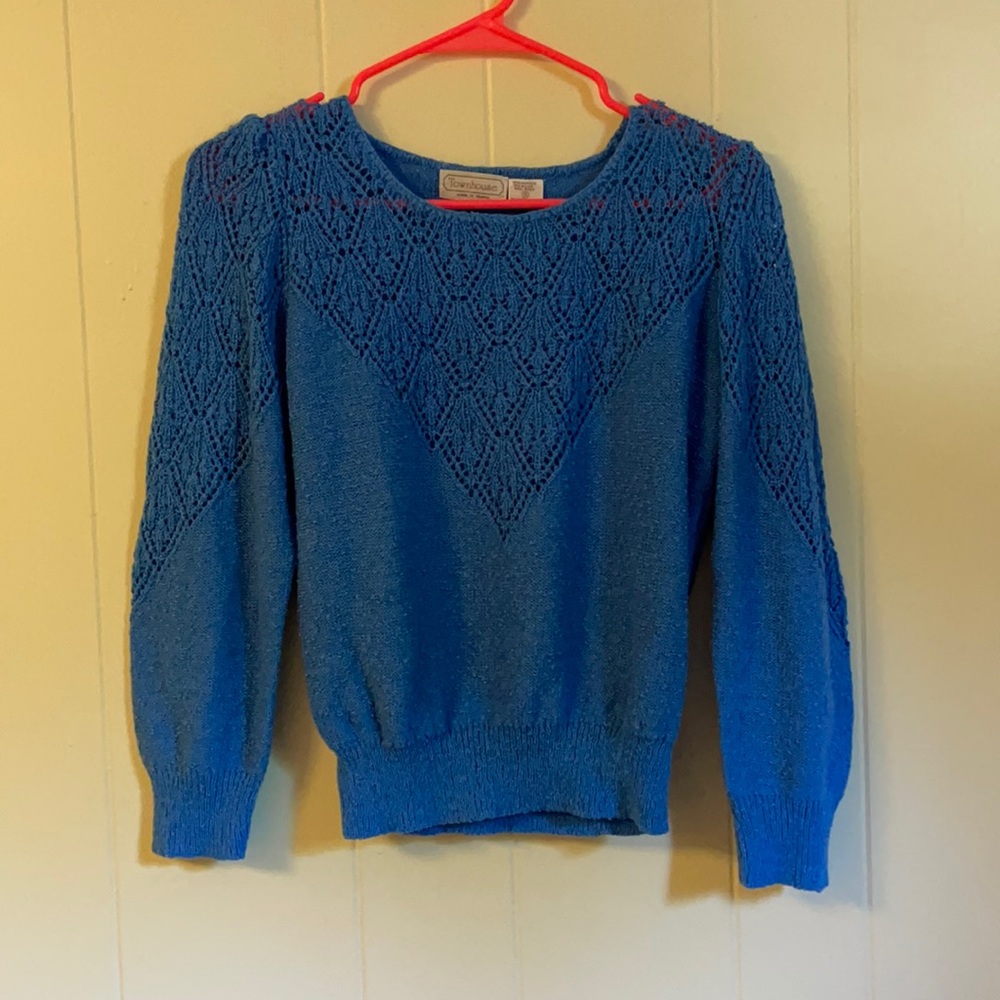6 For $20 vintage blue puff sleeve 80’s sweater